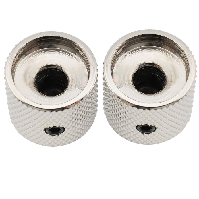 Musiclily Pro 1/4 Inch Steel Dome Universal Fitting Potentiometer Control Knob with Set Screw and Indicator Dot for Electric Guitar Bass, Set of 2