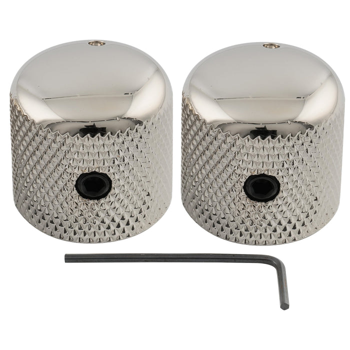 musiclily pro 1 4 inch steel dome universal fitting potentiometer control knob with set screw and indicator dot for electric guitar bass mx2806 2p, nickel