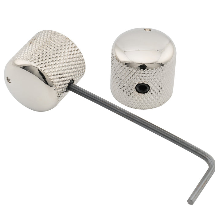 Musiclily Pro 1/4 Inch Steel Dome Universal Fitting Potentiometer Control Knob with Set Screw and Indicator Dot for Electric Guitar Bass, Set of 2