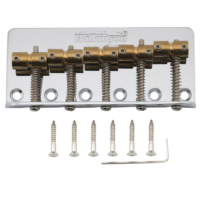 wilkinson wbbc5 18mm brass saddles steel plate 5 string bass bridge mx2815p, gold