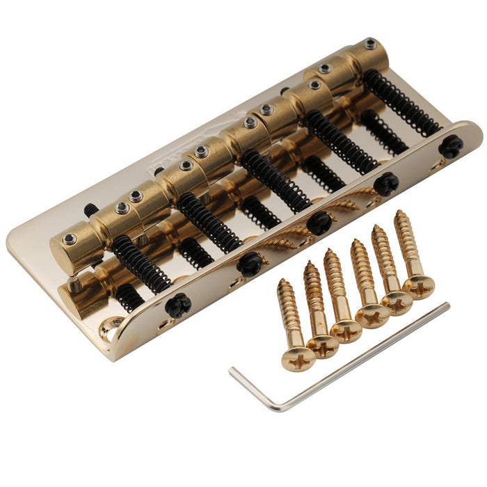 wilkinson wbbc5 18mm brass saddles steel plate 5 string bass bridge mx2815p, gold