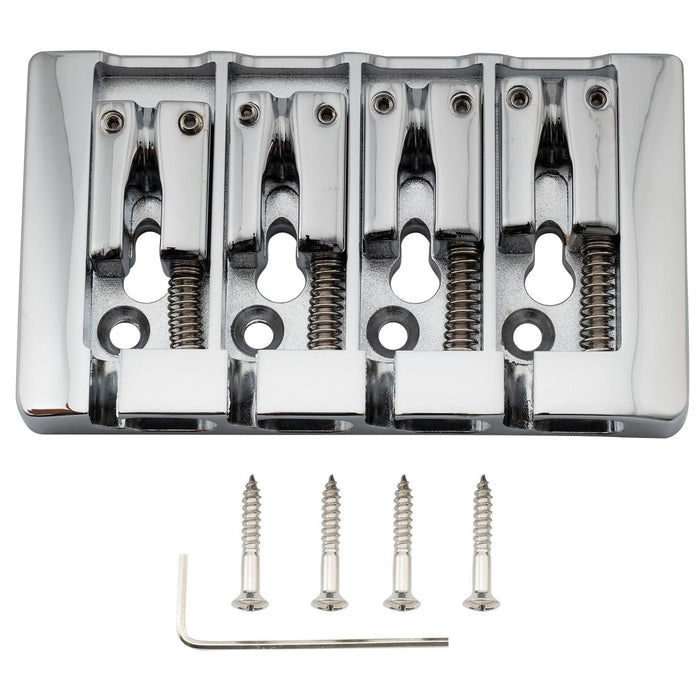 musiclily pro 19mm string spacing pre radiused hard zinc 4 string bass bridge mx2816p, gold