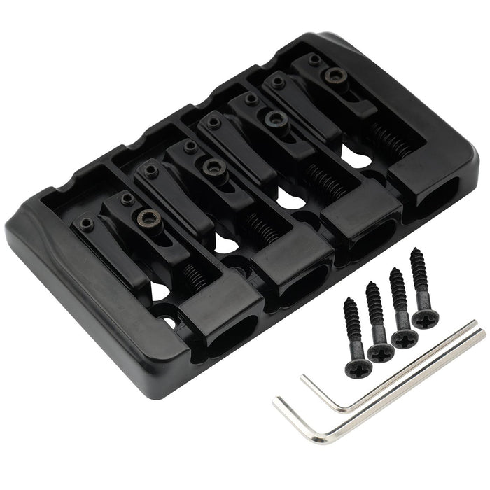 musiclily pro 19mm string spacing locking saddles hard zinc 4 string bass bridge mx2818p