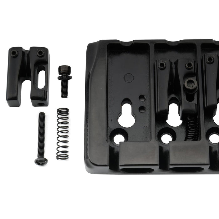 details of musiclily pro 19mm string spacing locking saddles hard zinc 4 string bass bridge mx2818p