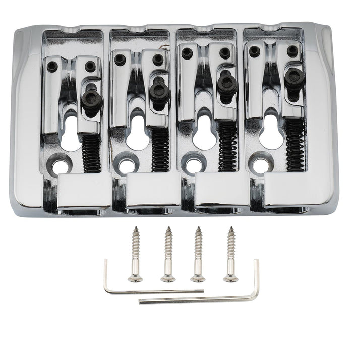 musiclily pro 19mm string spacing locking saddles hard zinc 4 string bass bridge mx2818p, gold