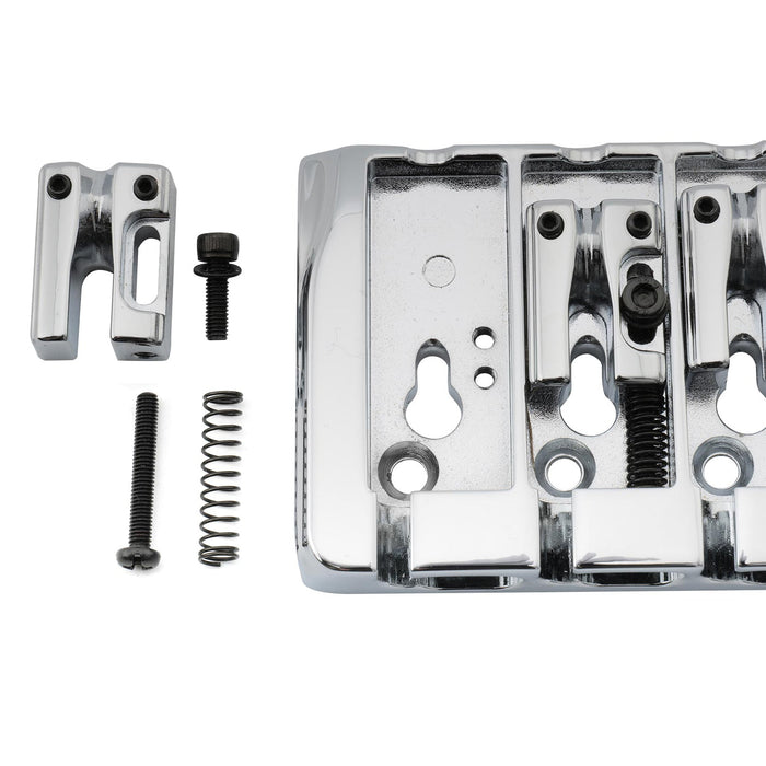 Musiclily Pro 19mmピッチ ロックサドル付き ベースブリッジ 硬質亜鉛 4弦bassエレキベース用 ブラック