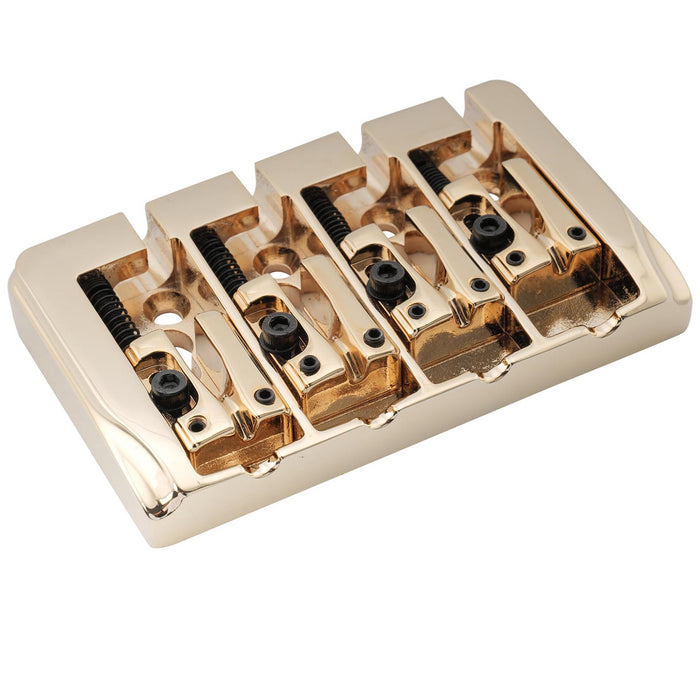 Musiclily Pro 19mmピッチ ロックサドル付き ベースブリッジ 硬質亜鉛 4弦bassエレキベース用 ブラック