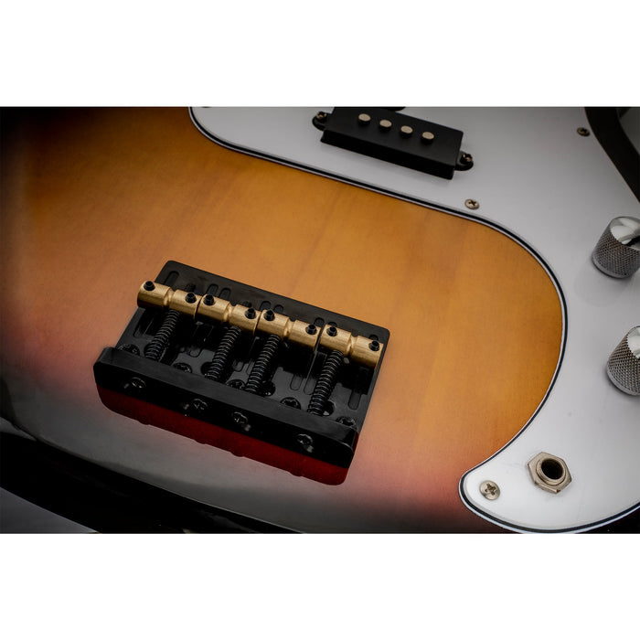 Application of musiclily pro 57mm 2 1 4 inch string spacing hardtail brass saddles zinc alloy plate 4 string bass bridge mx2821p