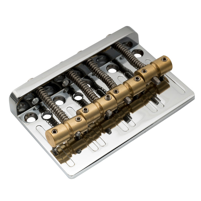 Musiclily Pro 57mm (2-1/4 inch) String Spacing Hardtail Brass Saddles Zinc Alloy Plate 4-String Bass Bridge