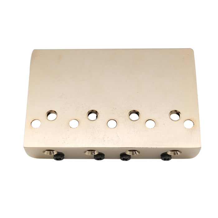 Musiclily Pro 57mm (2-1/4 inch) String Spacing Hardtail Brass Saddles Zinc Alloy Plate 4-String Bass Bridge