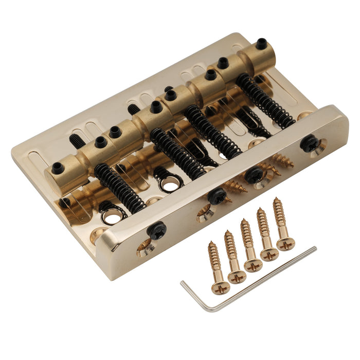 Musiclily Pro 57mm (2-1/4 inch) String Spacing Hardtail Brass Saddles Zinc Alloy Plate 4-String Bass Bridge