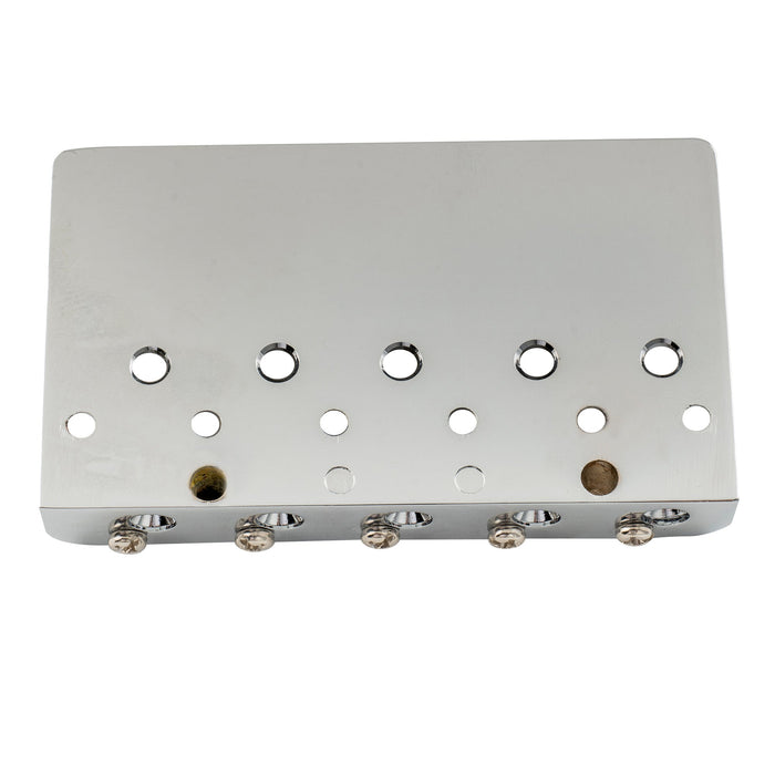 musiclily pro 17mm string spacing dual load heavy duty 5 string bass bridge with brass saddle mx2822p, chrome