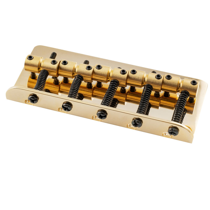 Puente Musiclily Pro Classic Standard de carga superior para bajos de 5 cuerdas con espaciado de cuerdas de 18 mm y placa de acero con selleta de latón