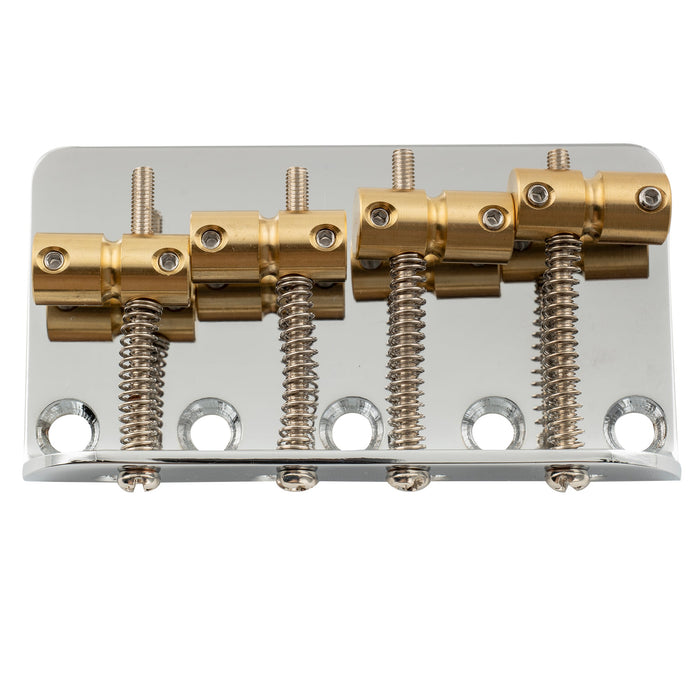 musiclily pro 19mm string spacing classic standard top loading 4 string bass bridge with brass saddle steel plate mx2824p, gold