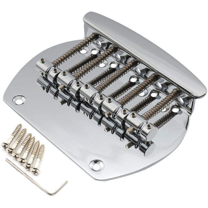 musiclily pro 64mm2 33 64 inch steel dual load 5 string bass bridge for musicman style bass mx2825p, chrome