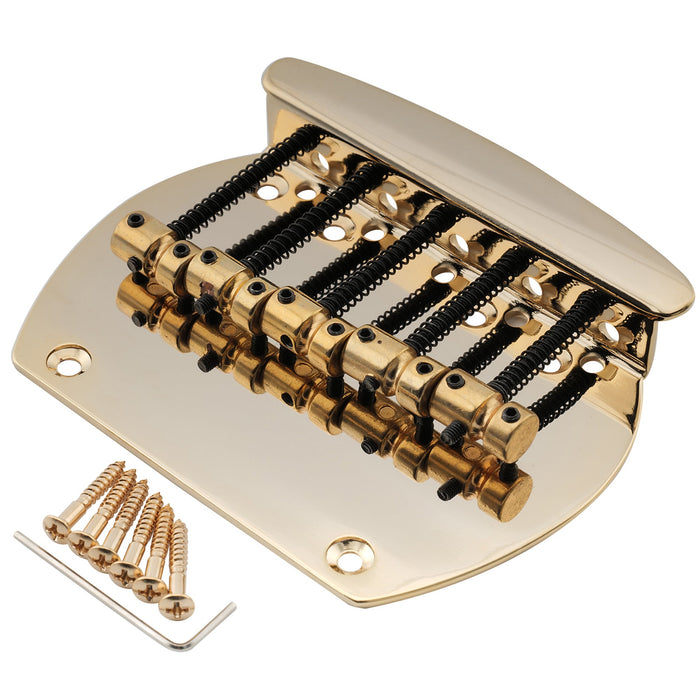 musiclily pro 64mm2 33 64 inch steel dual load 5 string bass bridge for musicman style bass mx2825p, gold