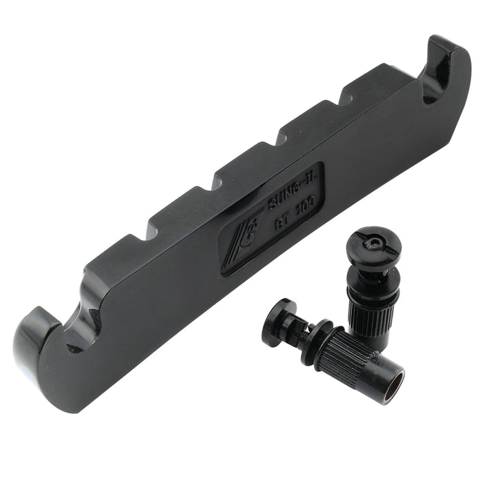 detail of musiclily pro 18mm string spacing zinc alloy 4 string bass tailpiece mx2826p