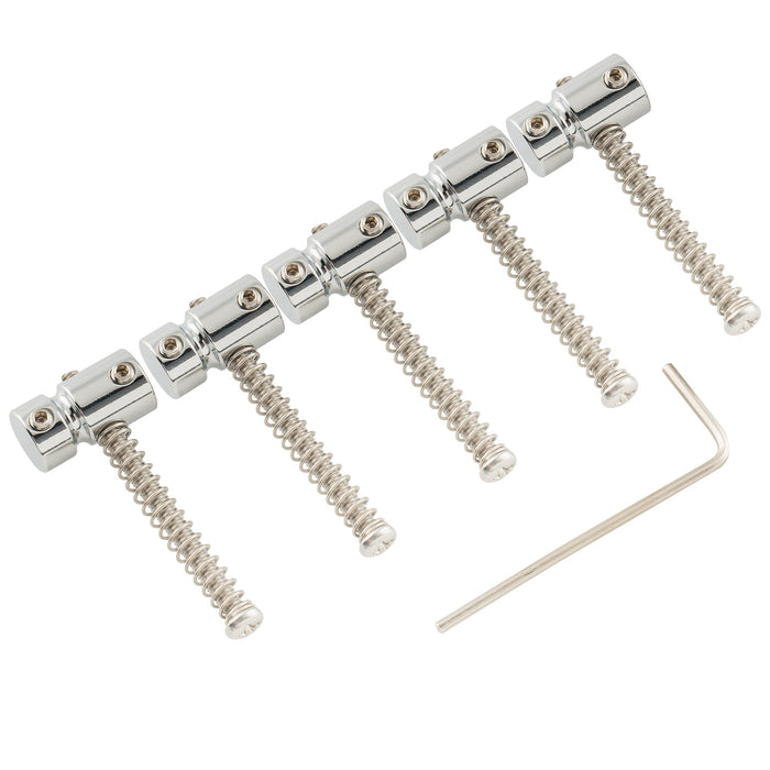 musiclily pro 17mm steel bass bridge saddles for 5 string precision and jazz bass mx2828 5p, chrome