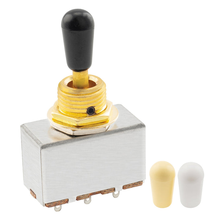 musiclily pro 3 way box style pickup selector toggle switch for electric guitar mx2831p, gold