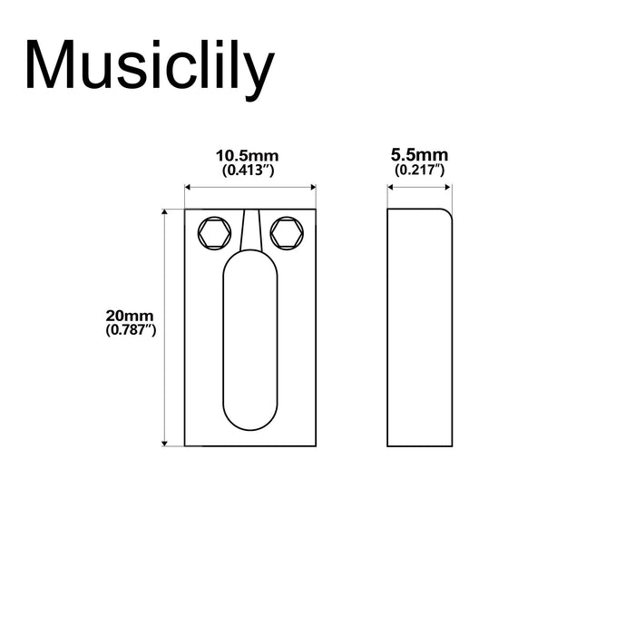 Dimensions of musiclily ultra 10 5mm modern style full solid brass offset saddles for strat tele style electric guitar mx2854 6p