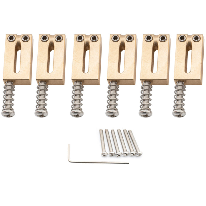 musiclily ultra 10 5mm modern style full solid brass offset saddles for strat tele style electric guitar mx2854 6p