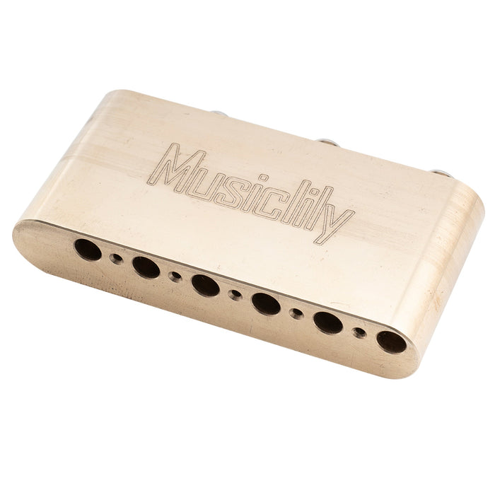 detail of musiclily ultra 54mm2 1 8 inch full solid brass tremolo block for strat style electric guitar wilkinson m series bridge 36mm tall mx2900