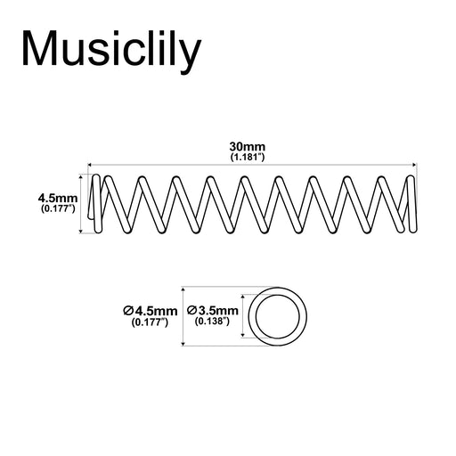 Dimensions of musiclily pro 4 5 30mm steel springs for electric guitar bass bridge saddle mx2949 20p