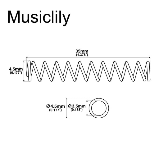 Dimensions of musiclily pro 4 5 35mm steel springs for electric bass bridge saddle mx2950 20p