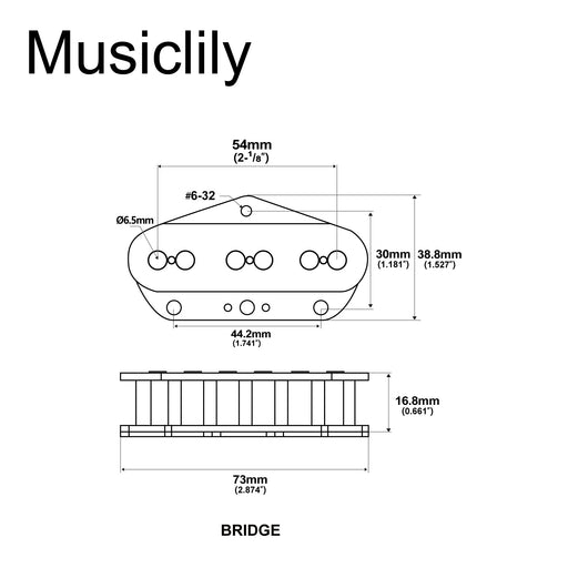 Dimensions of artec tra65 alnico 5 big pole piece bridge pickup 7k for tele style electric guitar mx2962bk