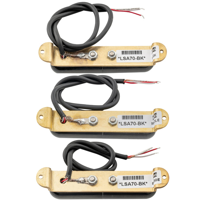 Part of artec lsa70 alnico 5 lipstick style single coil neck middle bridge pickups set for strat style electric guitar mx2968bk