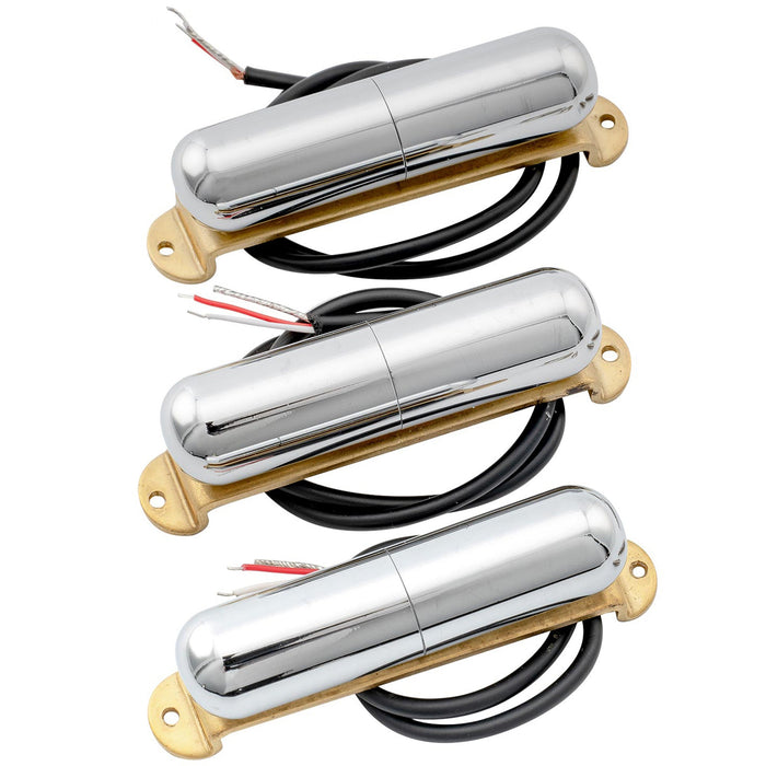 artec lsa70 alnico 5 lipstick style single coil neck middle bridge pickups set for strat style electric guitar mx2968bk, chrome