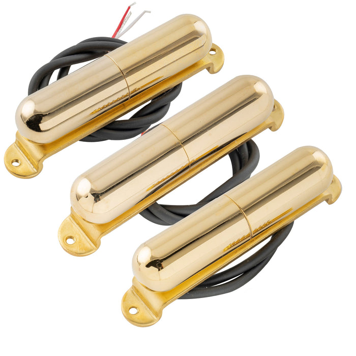 artec lsa70 alnico 5 lipstick style single coil neck middle bridge pickups set for strat style electric guitar mx2968bk, gold