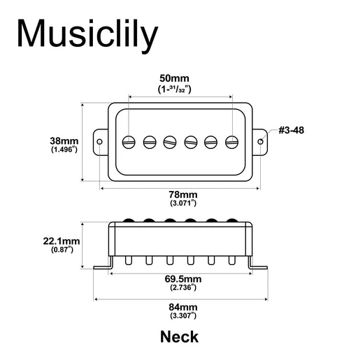 Dimensions of artec sha66 alnico 5 splendor p90 style humbucker sized single coil neck pickup 8k for lp style electric guitar mx2969cr