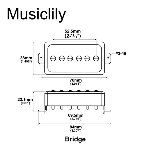 Dimensions of artec sha66 alnico 5 splendor p90 style humbucker sized single coil bridge pickup 8 8k for lp style electric guitar mx2970cr