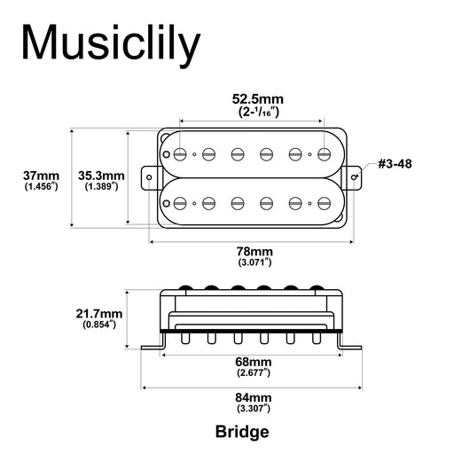 Dimensions of artec hbba tbn alnico 5 uncovered standard humbucker electric guitar bridge pickup 16 8k mx2976bk