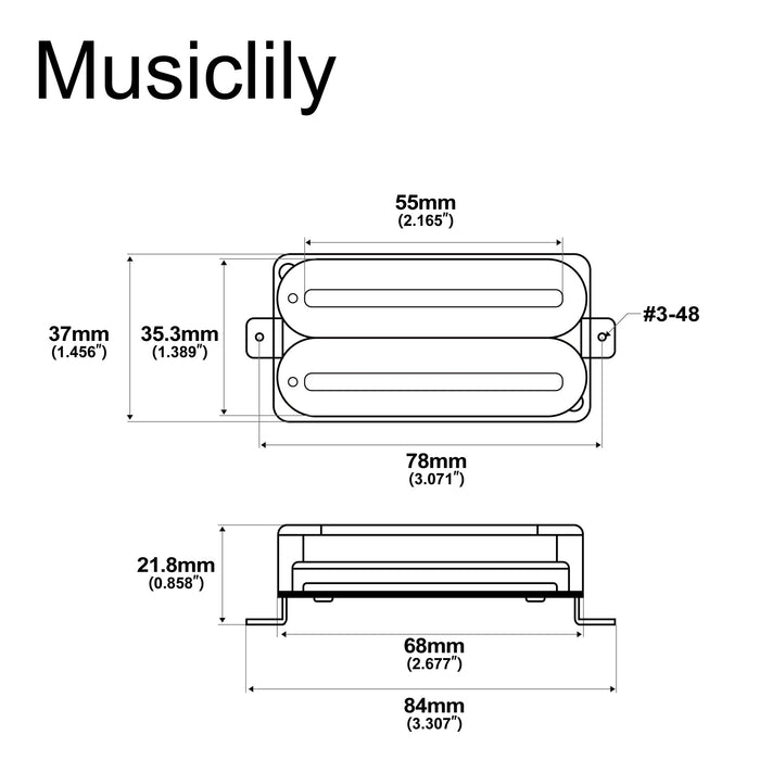 Dimensions of artec hxtn super power rail blade ceramic humbucker electric guitar neck bridge pickups set mx2977bkmx2978bk