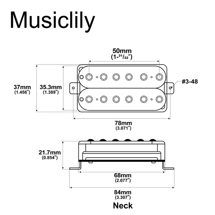 Dimensions of artec hivb invader style uncovered adjustable hexagonal poles ceramic humbucker electric guitar neck pickup 8 4k mx2979bk