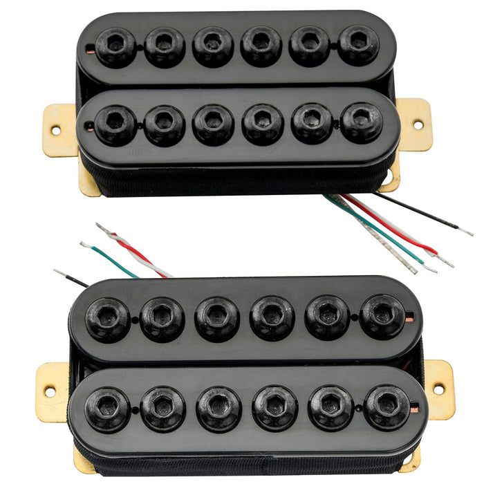 detail of artec hivb invader style uncovered adjustable hexagonal poles ceramic humbucker electric guitar neck bridge pickups set mx2979bkmx2980bk