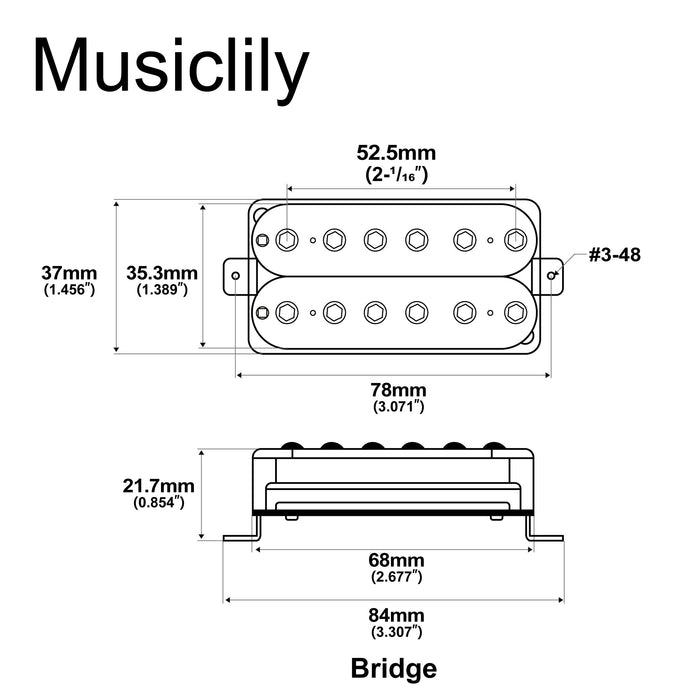 Dimensions of artec hivb invader style uncovered adjustable hexagonal poles ceramic humbucker electric guitar bridge pickup 16 8k mx2980bk