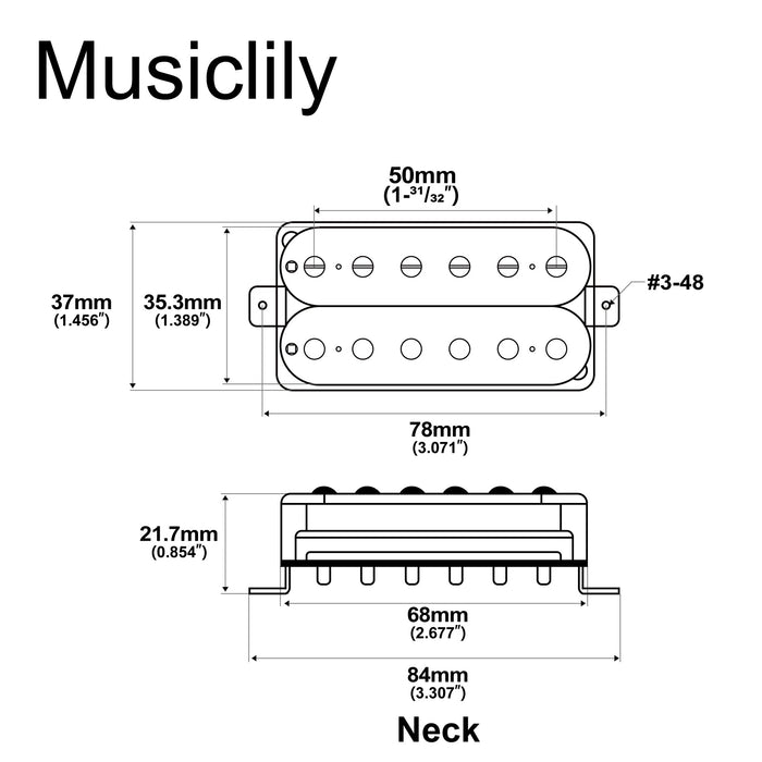 Dimensions of artec vh rock a alnico 5 uncovered humbucker electric guitar neck pickup 8 6k mx2983bk