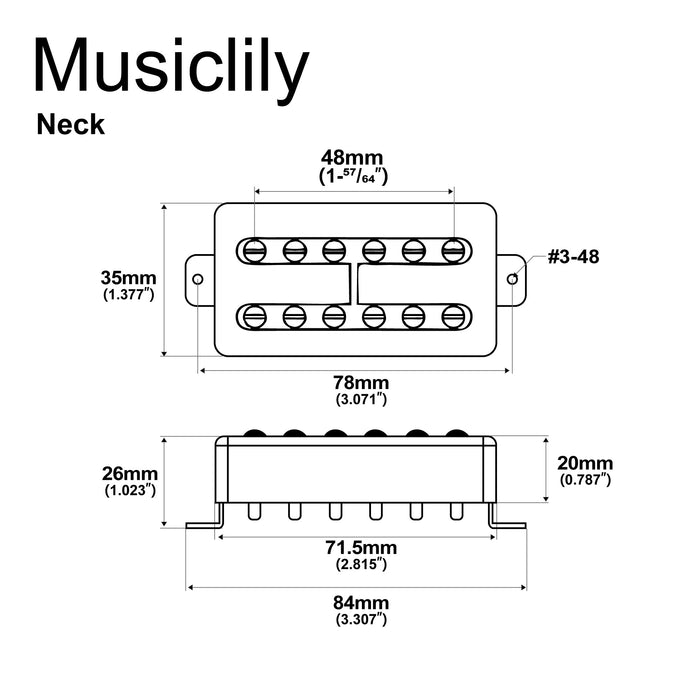 Dimensions of artec tvft a filtertron style alnico 5 humbucker electric guitar neck pickup 5k mx2985cr