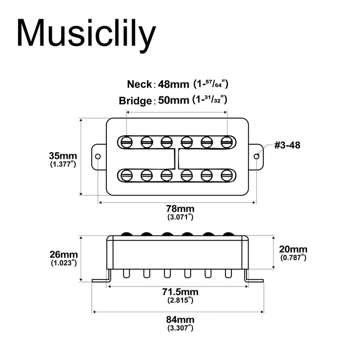 Dimensions of artec tvft a filtertron style alnico 5 humbucker electric guitar neck bridge pickups set mx2985crmx2986cr
