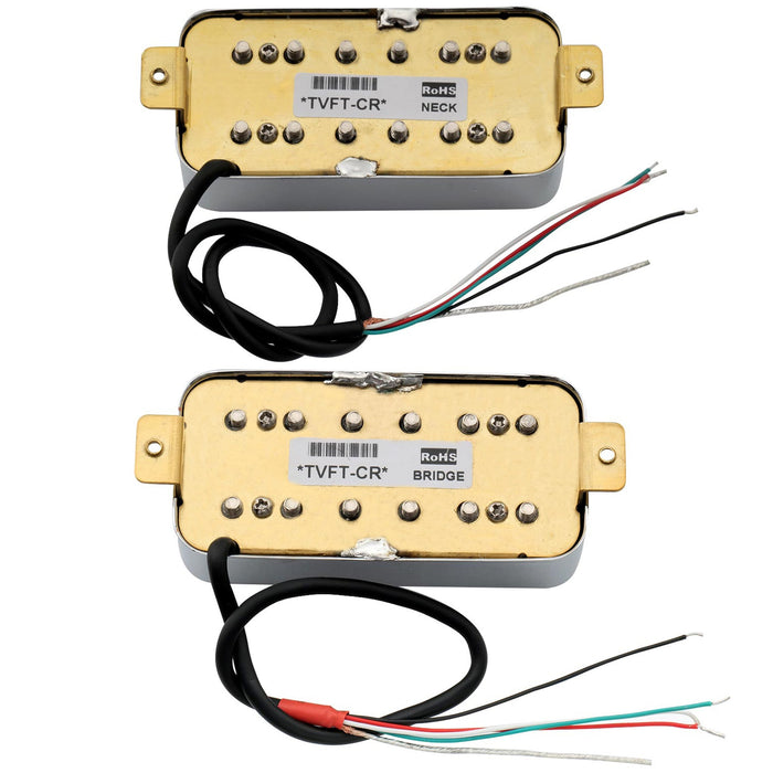 detail of artec tvft a filtertron style alnico 5 humbucker electric guitar neck bridge pickups set mx2985crmx2986cr