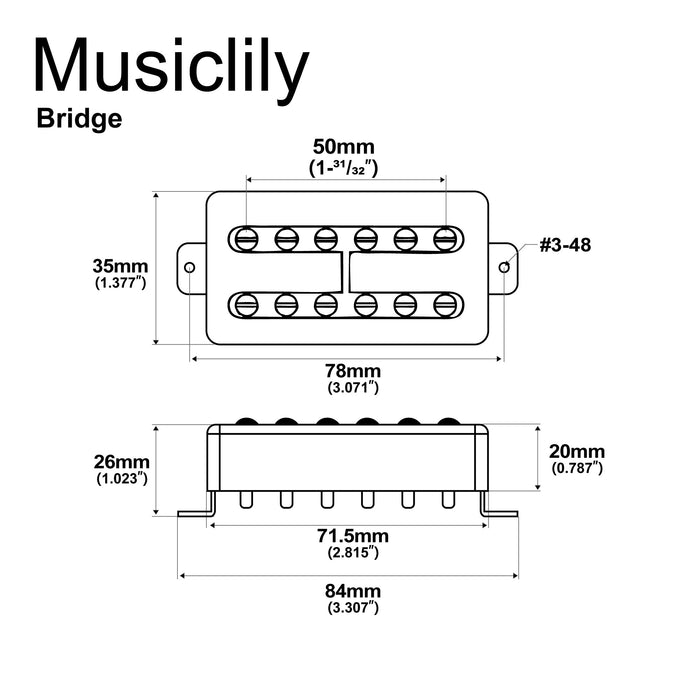 Dimensions of artec tvft a filtertron style alnico 5 humbucker electric guitar bridge pickup 6 5k mx2986cr