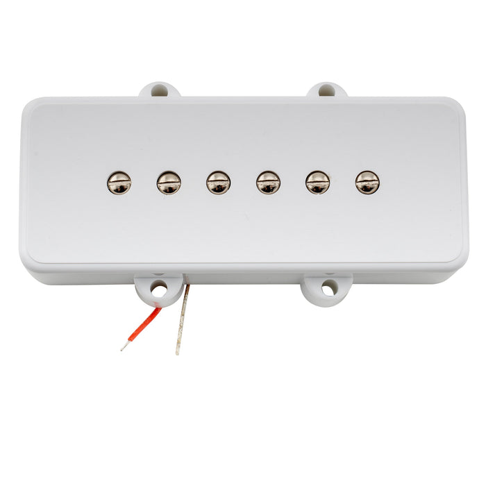 detail of artec alnico 5 single coil bridge pickup 9k for jazzmaster style electric guitar white mx2987whp