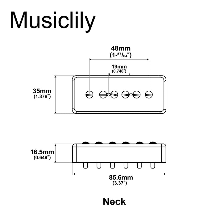 Dimensions of artec asa90 alnico 5 soapbar type p90 single coil pickup electric guitar neck pickup 7 5k mx2989bkp