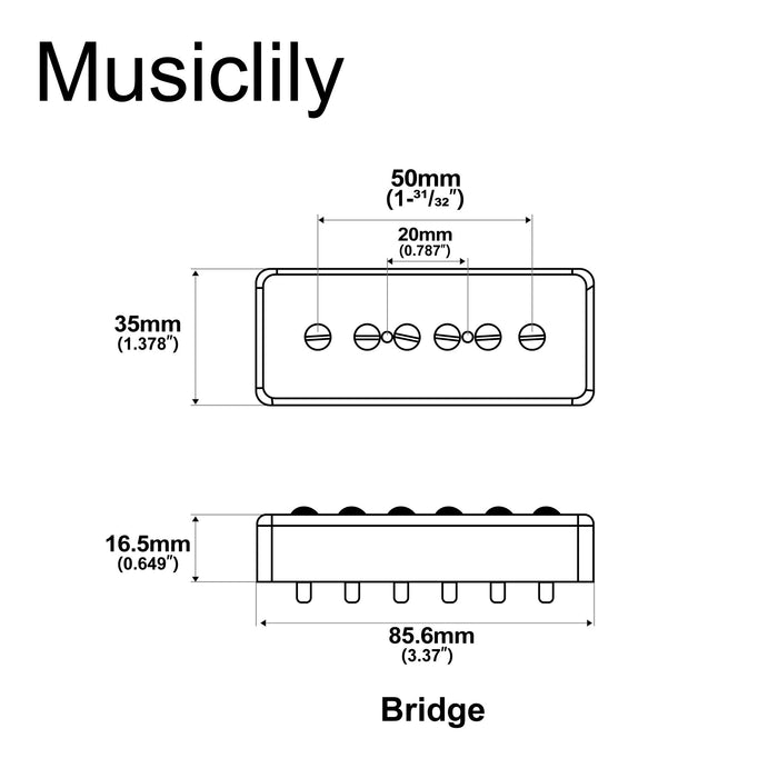 Dimensions of artec asa90 alnico 5 soapbar type p90 single coil pickup electric guitar bridge pickup 7 5k mx2989bkp