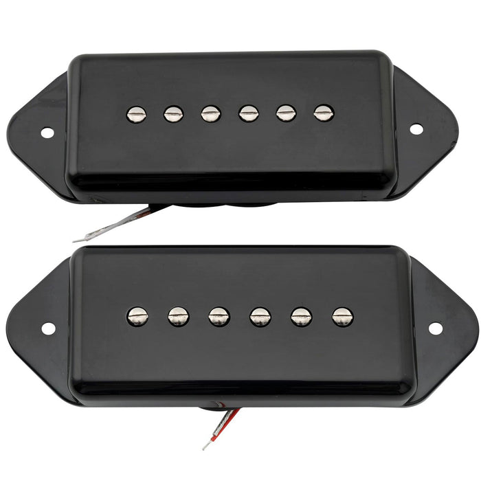 detail of artec asa91 alnico 5 dog ear p90 single coil pickup electric guitar neck bridge pickups set 7 5k mx2991bkmx2992bk