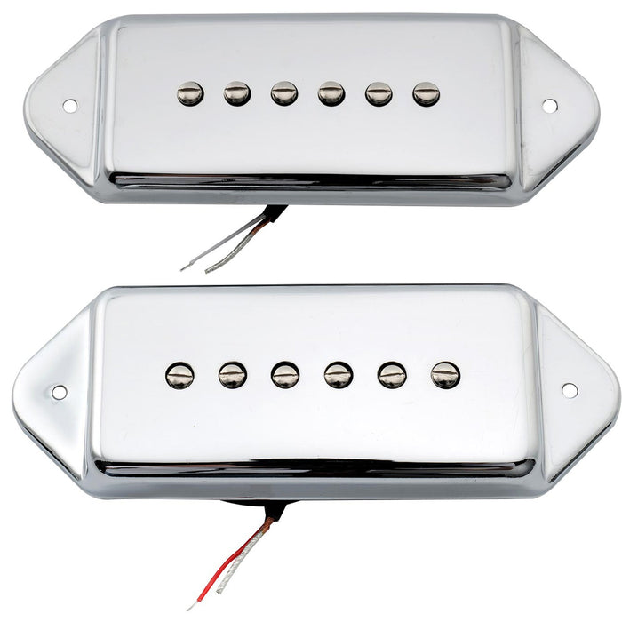 detail of artec asa92 asa93 alnico 5 dog ear p90 single coil pickup front rear pickups set 7 5k for es330 casino style electric guitar mx2993crmx2994cr