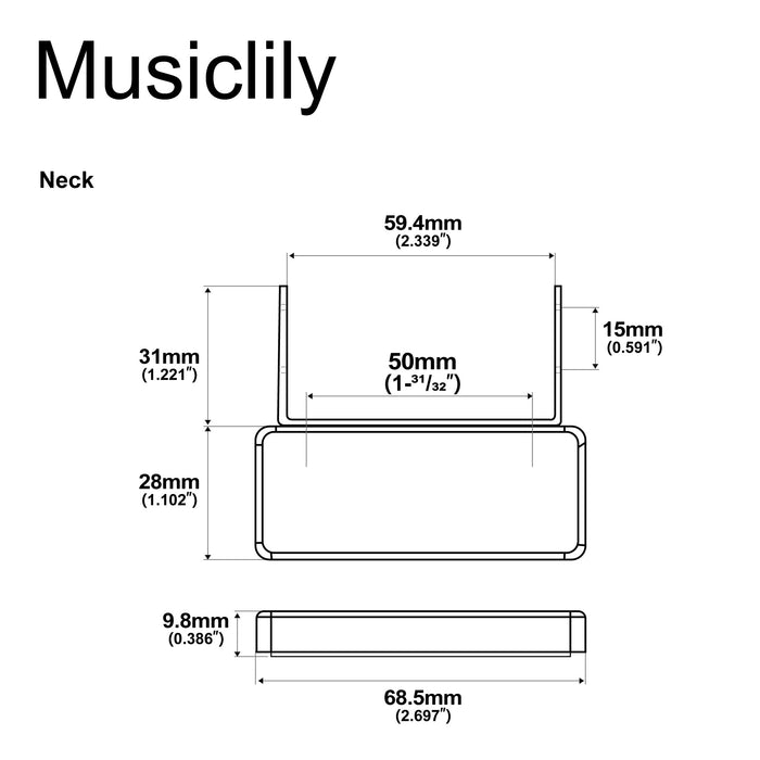 Dimensions of artec mhfa93 alnico 5 neck mounting style mini humbucker neck pickup 7 2k for johnny smith style jazz guitar mx2999cr